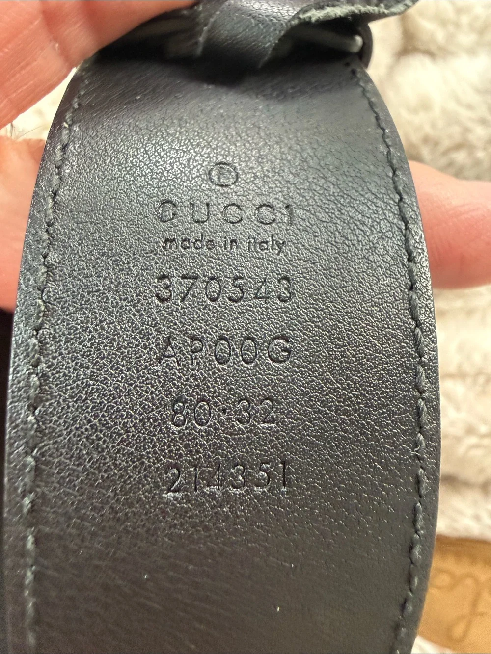 Authentic Gucci Black Leather Interlocking GG Belt | Size 80/32 w/Box